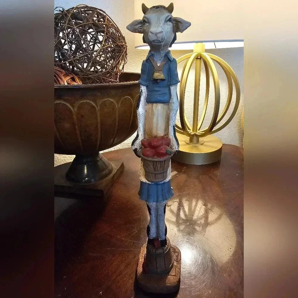 Jim Shore Pencil Cow - Tall Figurine - Resin - Vintage 1992 Farmers Folk Art
